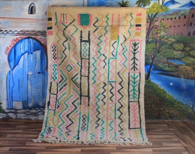 Colorful Moroccan Rug, Custom Fabulous Boujad Rug, Abstract Multicolored Carpet, Handmade Moroccan Rug, Bohemian rug