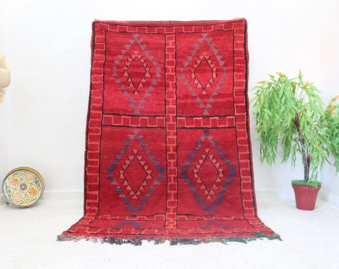 Vintage Beni Mguild rug, Authentic Moroccan Rug 4x7 ft