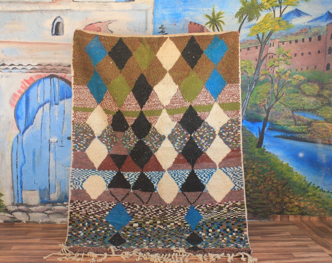 moroccan rug, handmade rug for bedroom, berber rug colorful, moroccan wool rug Vintage, hand knotted rug, unique wedding gift, rug wool