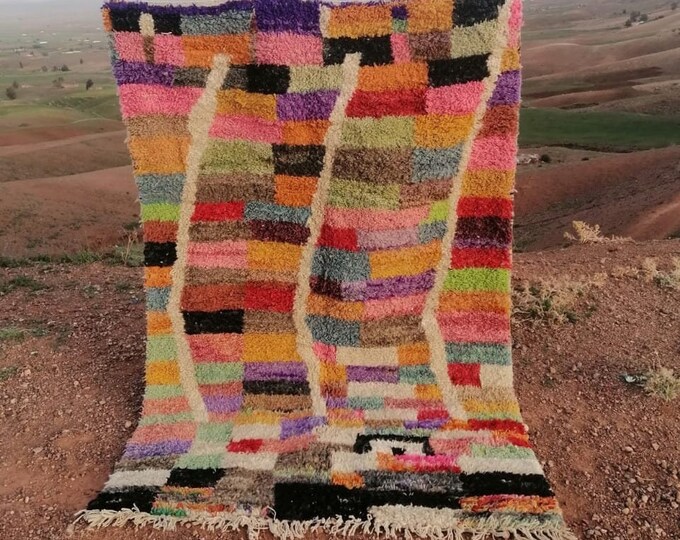 Custom Fabulous Boujad Rug, Authentic Moroccan Rug, Abstract Multicolored Carpet, Handmade Moroccan Rug, Bohemian rug