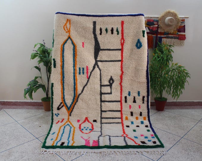 colorful moroccan rug, custom fabulous boujad rug, azilal rug, abstract multicolored carpet, handmade moroccan rug, bohemian rug