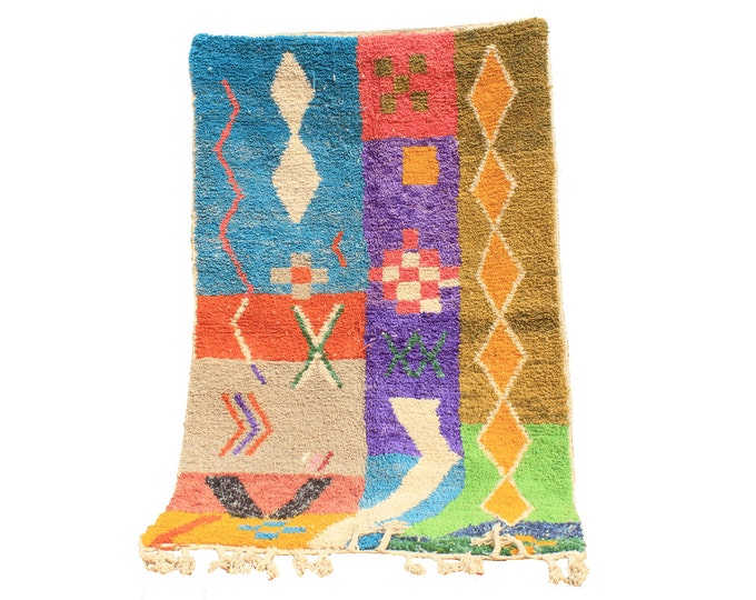 Authentic Moroccan Rug, Custom Fabulous Boujad Rug, Azilal rug, Abstract Multicolored Carpet, Handmade Moroccan Rug, Bohemian Rug