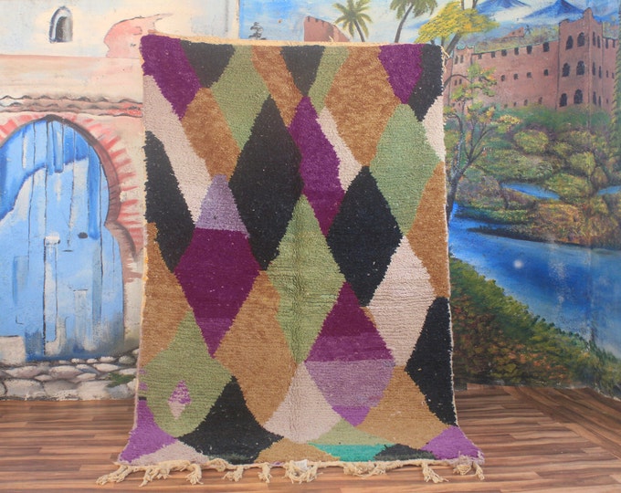 Authentic Moroccan Rug, Custom Fabulous Boujad Rug, Azilal rug, Abstract Multicolored Carpet, Handmade Moroccan Rug, Bohemian Rug