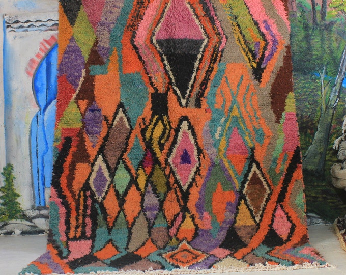 Custom Fabulous Boujad Rug, Authentic Moroccan Rug, Abstract Multicolored Carpet, Handmade Moroccan Rug, Bohemian rug