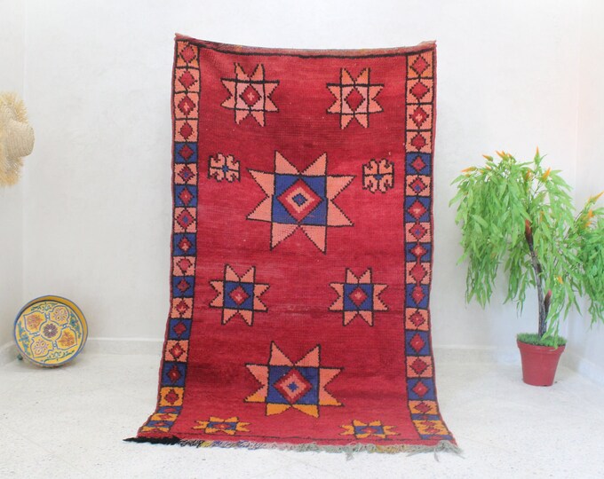 Vintage Beni Mguild rug, Authentic Moroccan Rug 4x7 ft