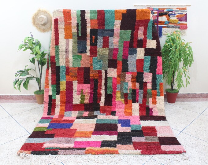 colorful moroccan rug, custom fabulous boujad rug, azilal rug, abstract multicolored carpet, handmade moroccan rug, bohemian rug