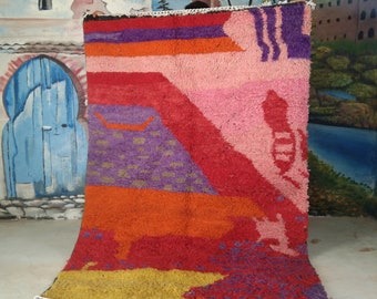 Custom Fabulous Boujad Rug, Authentic Moroccan Rug, Abstract Multicolored Carpet, Handmade Moroccan Rug, Bohemian rug
