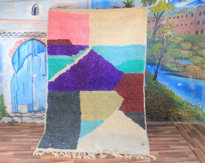 colorful moroccan rug, custom fabulous boujad rug, azilal rug, abstract multicolored carpet, handmade moroccan rug, bohemian rug