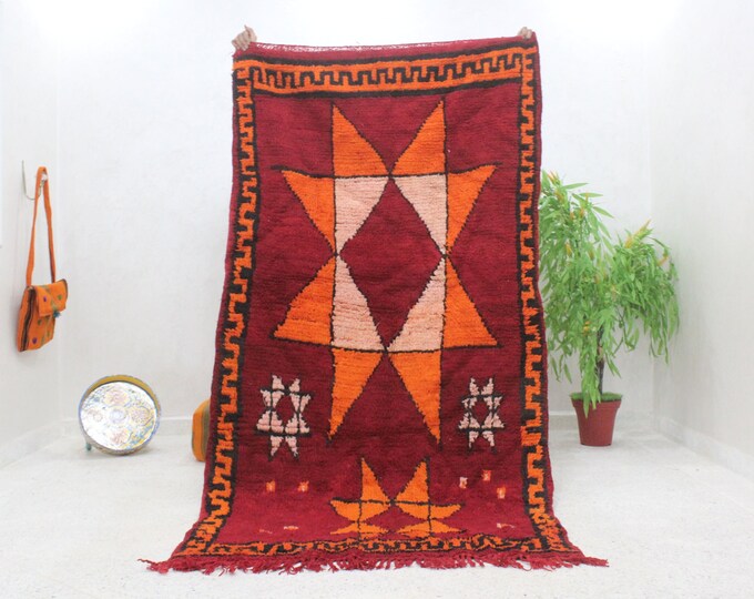 Gorgeous Boujaad Rug 7.9 ft x 4.1 ft, Moroccan Handmade Carpet, Berber Rug, Abstract Rug, boujad rug, Authentic Rug