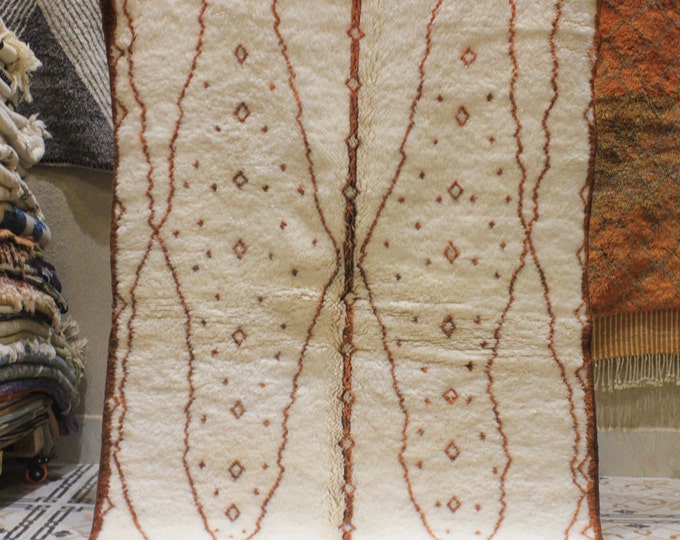 Moroccan rug, Beni Mrirt rug, Handmade wool rug, Beni ourain rug, Area rug, Berber rug, Fluffy wool carpet, Mrirt rug, Beniouarain white rug