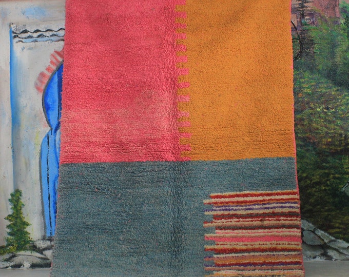 custom fabulous boujad rug, authentic moroccan rug, azilal rug, abstract multicolored carpet, handmade furniture, bohemian rug