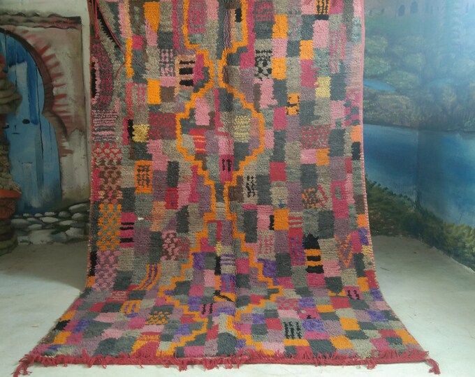 Custom Fabulous Boujad Rug, Authentic Moroccan Rug, Abstract Multicolored Carpet, Handmade Moroccan Rug, Bohemian rug