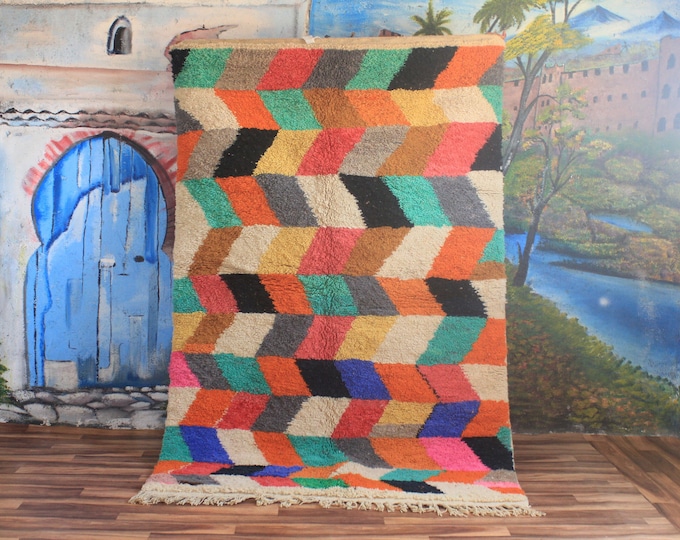 Colorful Moroccan Rug, Custom Fabulous Boujad Rug, Abstract Multicolored Carpet, Handmade Moroccan Rug, Bohemian rug