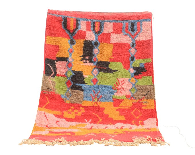 authentic moroccan rug, custom fabulous boujad rug, azilal rug, abstract multicolored carpet, handmade moroccan rug, bohemian rug