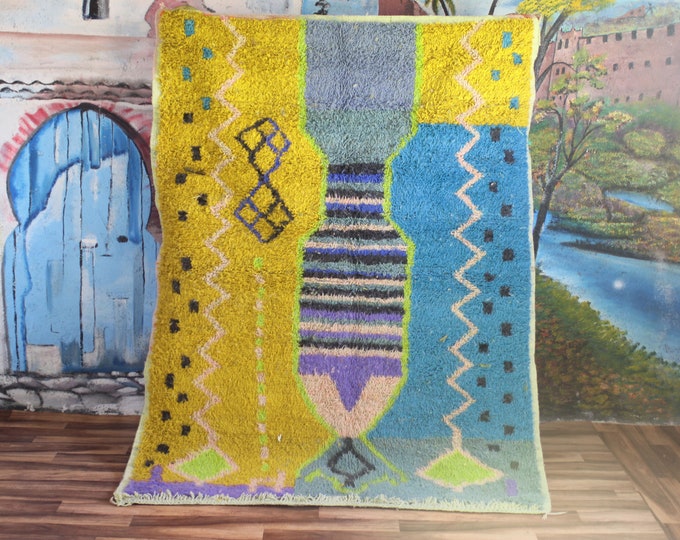 Authentic Moroccan Rug, Custom Fabulous Boujad Rug, Azilal rug, Abstract Multicolored Carpet, Handmade Moroccan Rug, Bohemian Rug