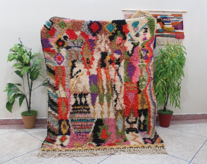 colorful moroccan rug, custom fabulous boujad rug, azilal rug, abstract multicolored carpet, handmade moroccan rug, bohemian rug