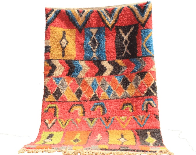 Authentic Moroccan Rug, Custom Fabulous Boujad Rug, Azilal rug, Abstract Multicolored Carpet, Handmade Moroccan Rug, Bohemian Rug