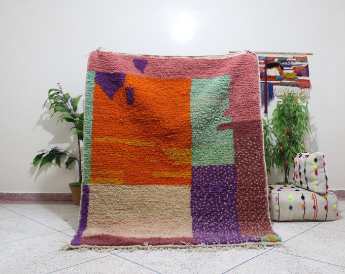 Authentic Moroccan Rug, Custom Fabulous Boujad Rug, Azilal rug, Abstract Multicolored Carpet, Handmade Moroccan Rug, Bohemian Rug