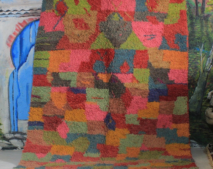 Custom Fabulous Boujad Rug, Authentic Moroccan Rug, Abstract Multicolored Carpet, Handmade Moroccan Rug, Bohemian rug