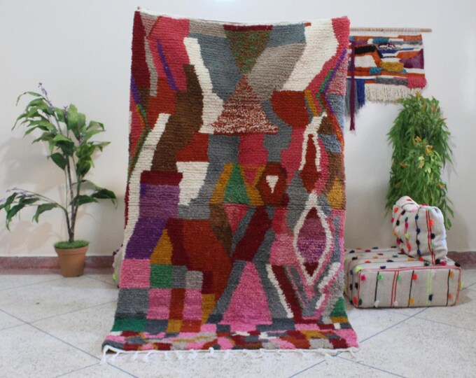 Authentic Moroccan Rug, Custom Fabulous Boujad Rug, Azilal rug, Abstract Multicolored Carpet, Handmade Moroccan Rug, Bohemian Rug