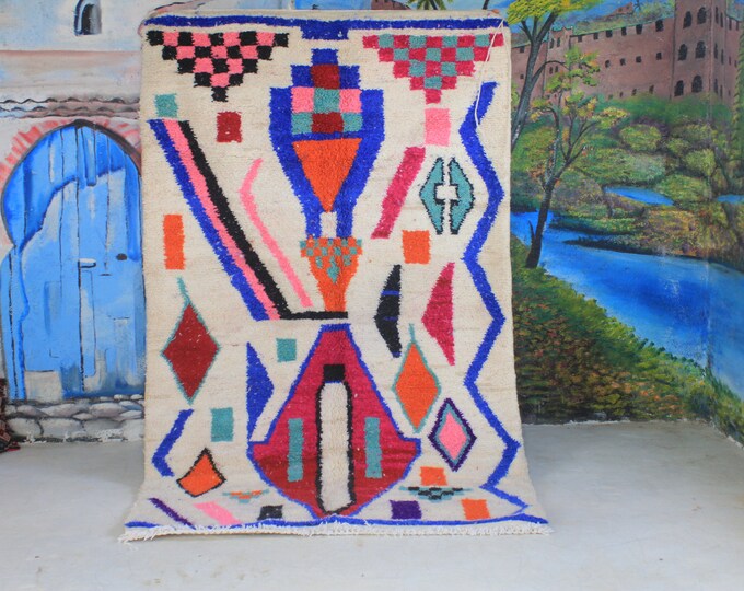 Custom Fabulous Boujad Rug, Authentic Moroccan Rug, Abstract Multicolored Carpet, Handmade Moroccan Rug, Bohemian rug