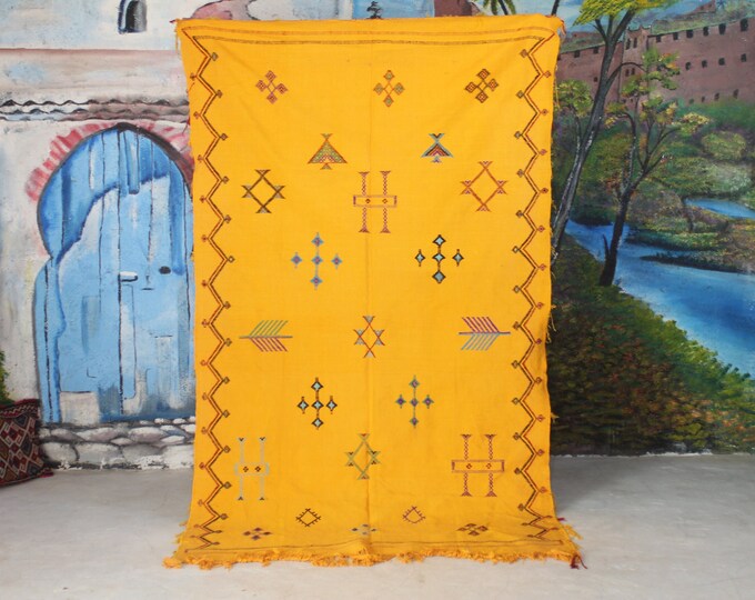 morocco rug, Kilim Rug, Authentic Moroccan Rug, Custom Fabulous Boujad Rug, Azilal rug, Abstract Yellow Carpet, Bohemian Rug