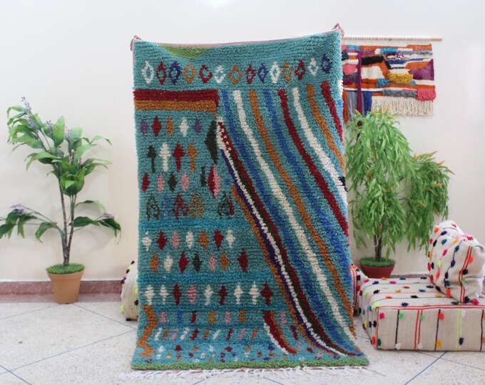 Custom Fabulous Boujad Rug, Authentic Moroccan Rug, Azilal rug, Abstract Multicolored Carpet, Handmade Moroccan Rug, Bohemian rug