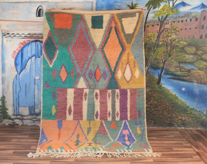 Colorful Moroccan Rug, Custom Fabulous Boujad Rug, Abstract Multicolored Carpet, Handmade Moroccan Rug, Bohemian rug