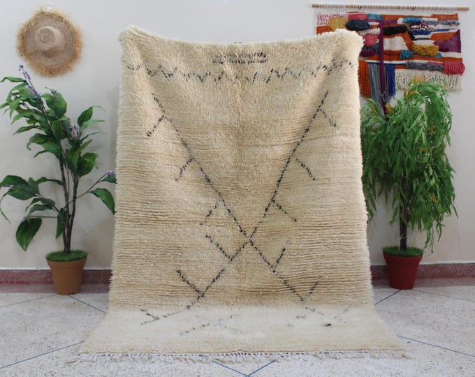 moroccan rug, handmade beni ourain rug, Beige wool rug, vintage rug, verber area rug, tapis marocain, wool rug