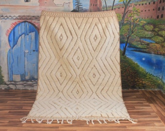 Moroccan Handmade rug ,Beni ourain style Morocco wool Berber Rug, modern rug, Hand woven rug, Azilal Berber style