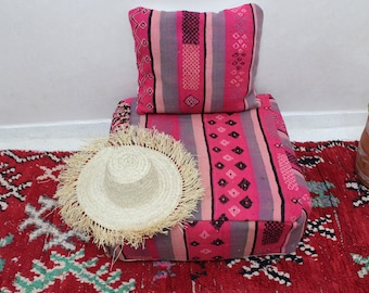 Puf rosa, sofá de suelo marroquí, sofá de suelo marroquí, juego de puf de almohadas de sofá de suelo, almohadas de suelo, puf de suelo