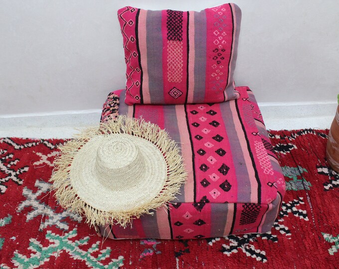 Pink pouf, Moroccan Floor sofa, Moroccan floor couch, set of floor sofa pillows pouf, floor pillows, floor pouf