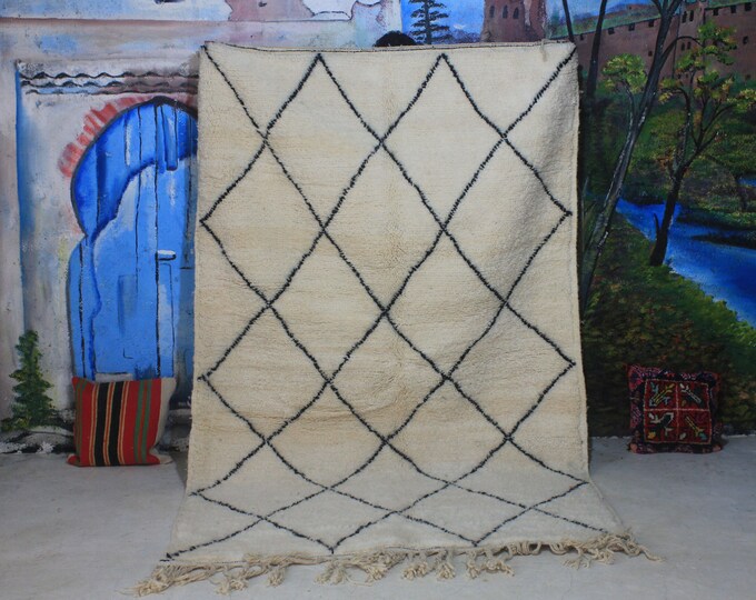 moroccan rug custom beni ouarain - authentic beni ourain rug, moroccan beni rug, natural wool area rug, handmade furniture