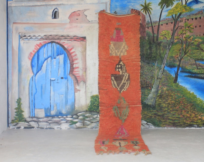 Colorful Moroccan Rug, Custom Fabulous Boujad Rug, Azilal rug, Orange Carpet, Handmade Moroccan Rug, Bohemian rug