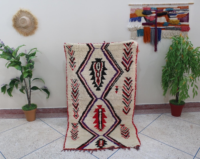 Amazing Multicolored Rug - Vintage Fabulous Boujaad Rug - Handmade Rug - Moroccan Berber Rug - Traditional Moroccan Carpet - 6.1 x 3.3 ft