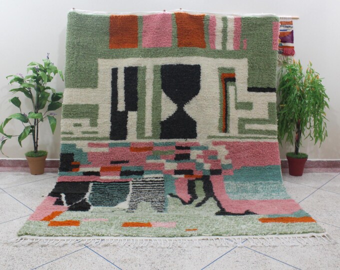 colorful moroccan rug, custom fabulous boujad rug, azilal rug, abstract multicolored carpet, handmade moroccan rug, bohemian rug