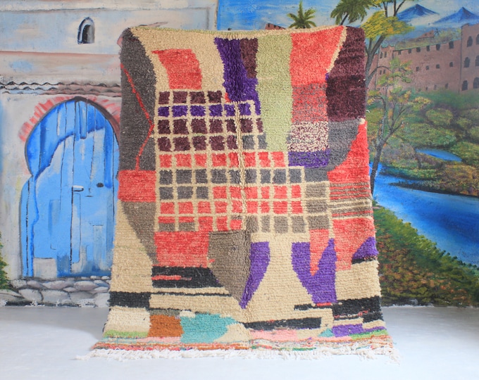Custom Fabulous Boujad Rug, Authentic Moroccan Rug, Abstract Multicolored Carpet, Handmade Moroccan Rug, Bohemian rug