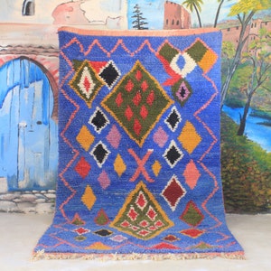 colorful moroccan rug, custom fabulous boujad rug, azilal rug, abstract multicolored carpet, handmade moroccan rug, bohemian rug image 1