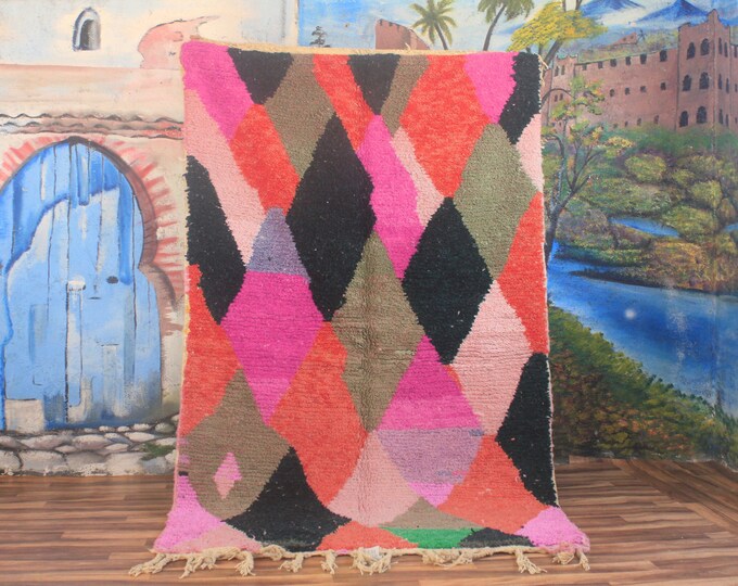 Authentic Moroccan Rug, Custom Fabulous Boujad Rug, Azilal rug, Abstract Multicolored Carpet, Handmade Moroccan Rug, Bohemian Rug