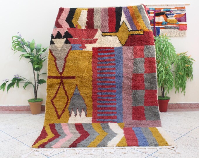 amazing multicolored rug - custom fabulous boujaad rug - handmade rug - moroccan berber rug - traditional moroccan carpet