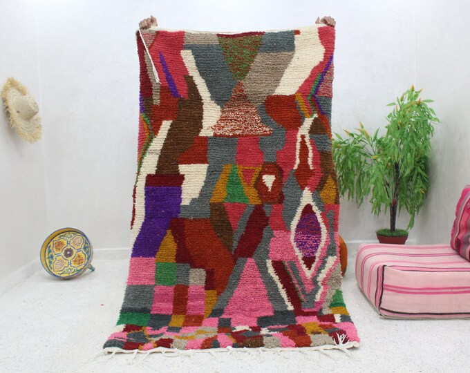 colorful moroccan rug, custom fabulous boujad rug, azilal rug, abstract multicolored carpet, handmade moroccan rug, bohemian rug