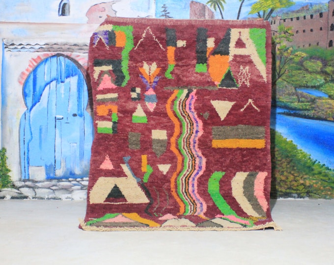 Custom Fabulous Boujad Rug, Authentic Moroccan Rug, Abstract Multicolored Carpet, Handmade Moroccan Rug, Bohemian rug