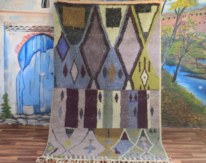 moroccan purple rug, boujaad green rug, wool berber rug, custom rug, handmade rug, rustic purple rug, green carpet - wool rug
