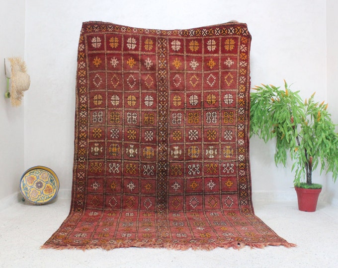 Vintage Beni Mguild rug, Authentic Moroccan Rug 5x8 ft