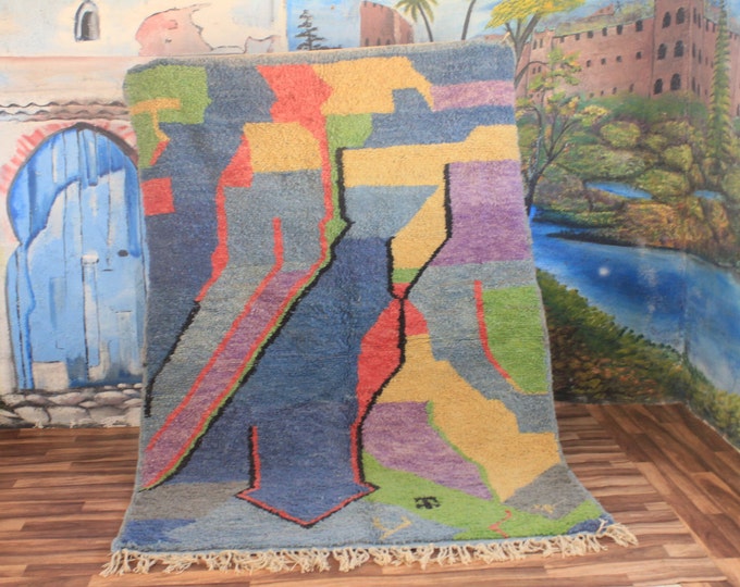 Custom Fabulous Boujad Rug, Authentic Moroccan Rug, Abstract Multicolored Carpet, Handmade Moroccan Rug, Bohemian rug