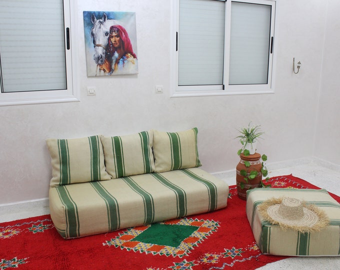 Moroccan sofa, Moroccan Floor sofa, Moroccan floor couch, set of floor sofa pillows pouf, floor pillows, floor pouf