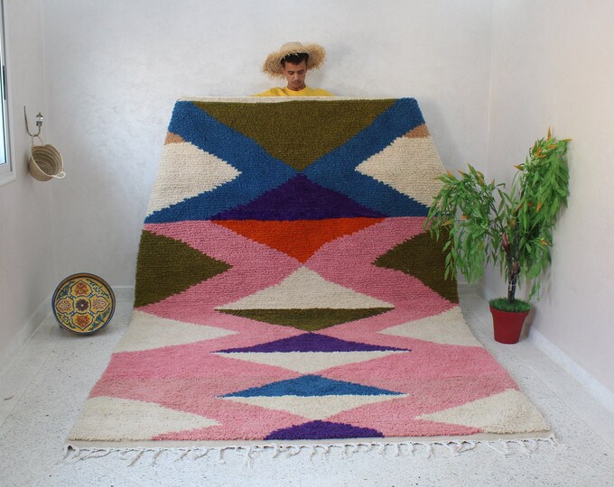 Authentic Moroccan Rug, Custom Fabulous Boujad Rug, Azilal rug, Abstract Multicolored Carpet, Handmade Moroccan Rug, Bohemian Rug
