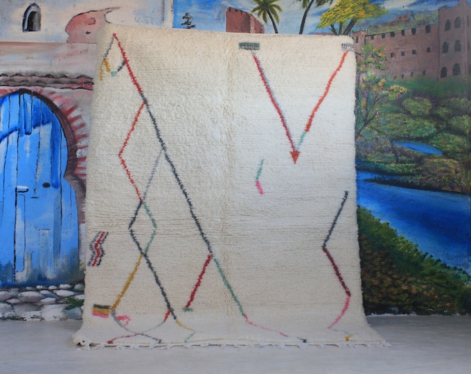 custom fabulous boujad rug, authentic moroccan rug, azilal rug, abstract multicolored carpet, handmade furniture, bohemian rug