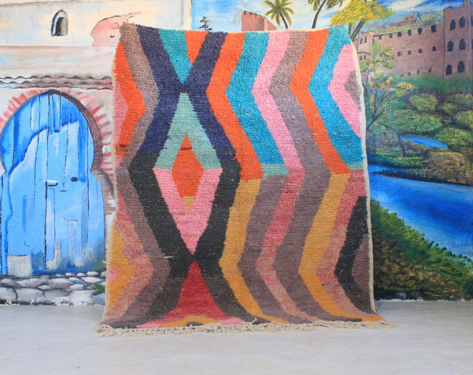 Custom Fabulous Boujad Rug, Authentic Moroccan Rug, Abstract Multicolored Carpet, Handmade Moroccan Rug, Bohemian rug