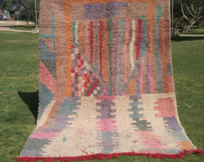 Custom Fabulous Boujad Rug, Authentic Moroccan Rug, Abstract Multicolored Carpet, Handmade Moroccan Rug, Bohemian rug